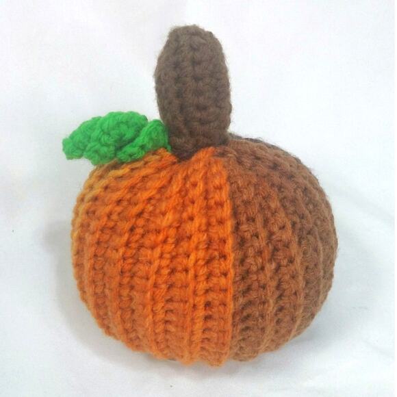 Hand Crafted Stuffed Crochet Pumpkin Fall Colors Medium Sz Home Decor Seasonal - Picture 1 of 8